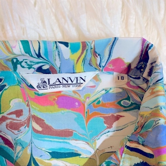 Lanvin Vintage ‘paint Swirl’ Print Button Up Top Blouse Shirt Longsleeves - Picture 2 of 8